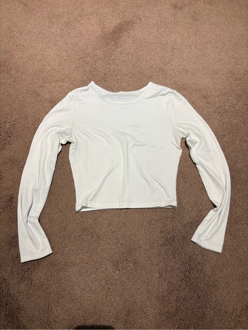 Shein White Long-Sleeve Scoop Neck Crop Top size xs